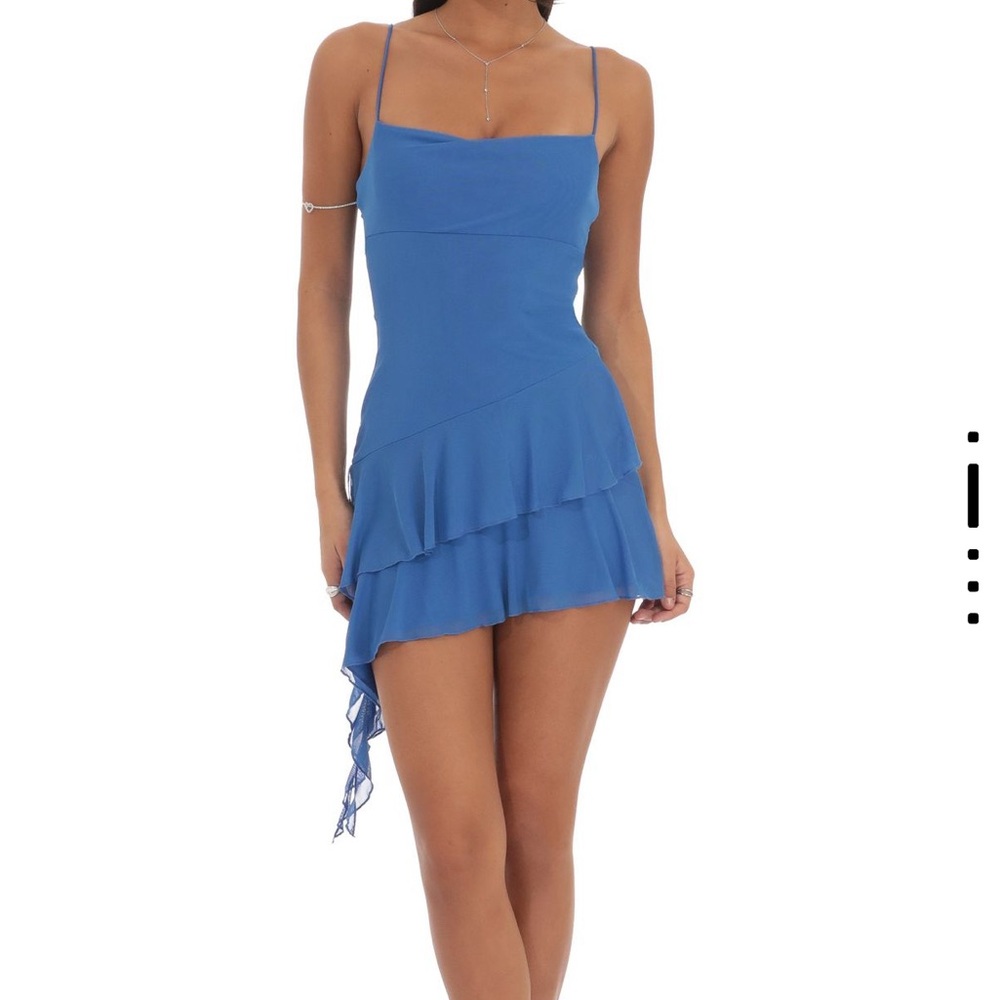 Lucy in the Sky: Mesh Tassel Dress in Blue - Size Small